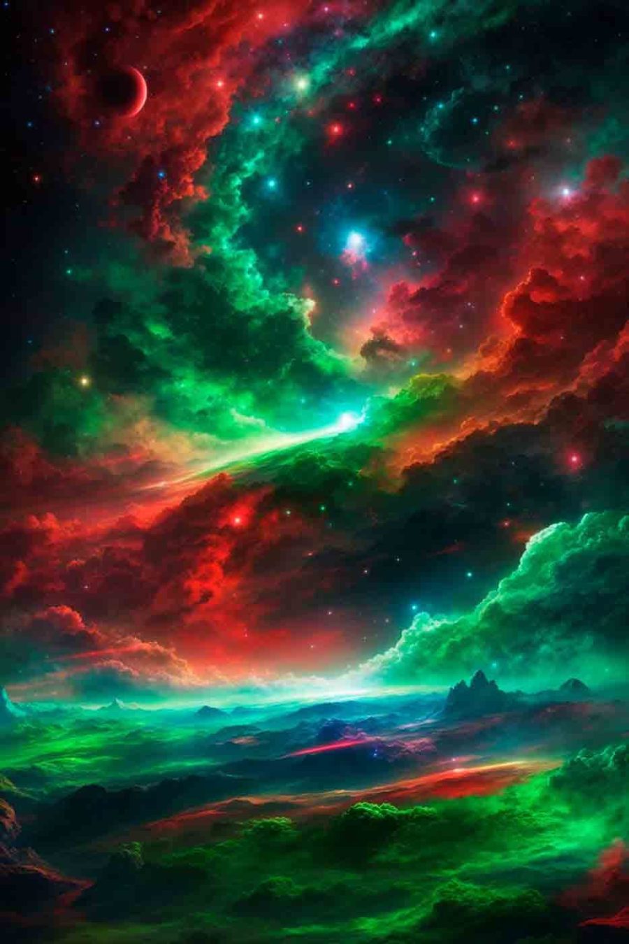 Nuages colorés et étoiles dans le ciel