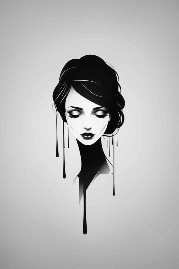 Femme aux cheveux noirs et maquillée Femme aux cheveux noirs et maquillée