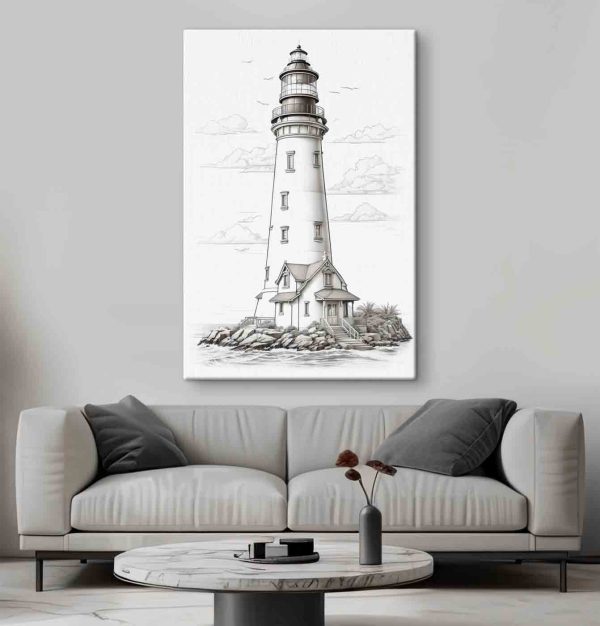 Phare avec maison et palmiers Phare avec maison et palmiers