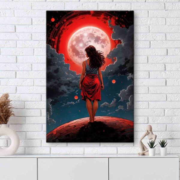 Femme regardant la lune Femme regardant la lune