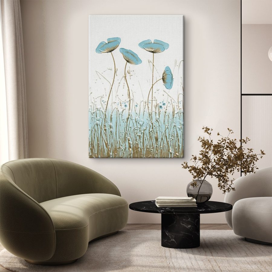 Peinture de fleurs dans un champ