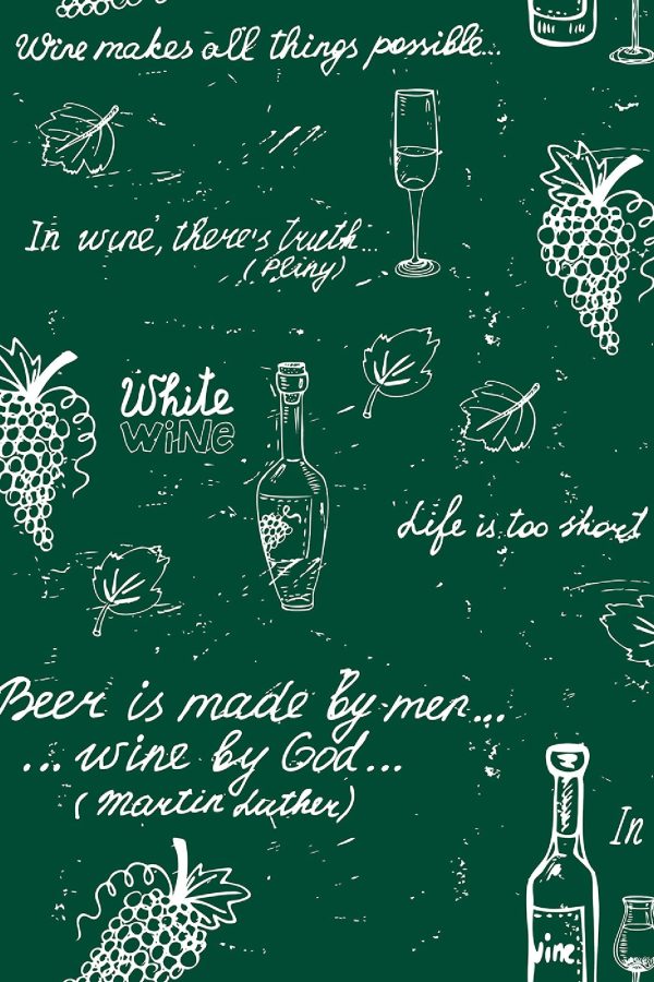 Tableau vert avec texte blanc et bouteille de vin Tableau vert avec texte blanc et bouteille de vin