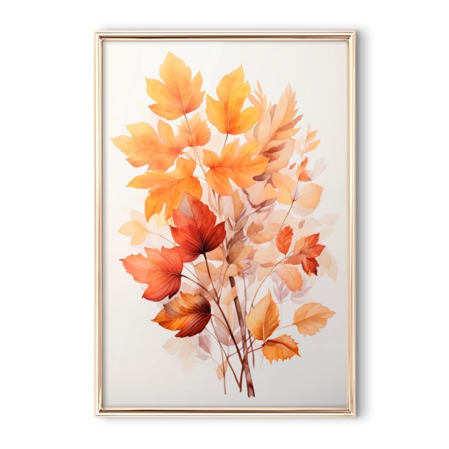 Peinture de feuilles orange et brunes