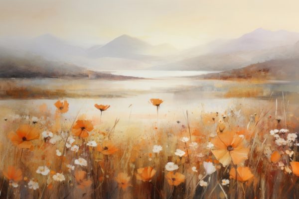 Peinture de fleurs dans un champ Peinture de fleurs dans un champ