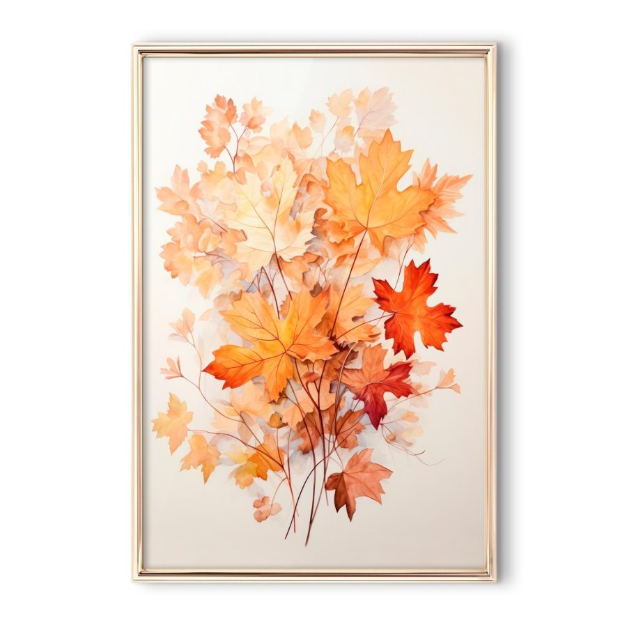 Peinture de feuilles orange et brunes