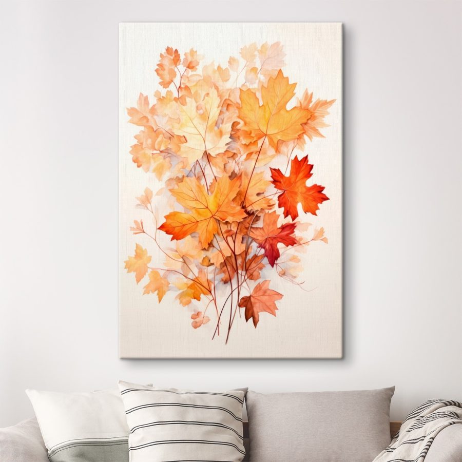 Peinture de feuilles orange et brunes