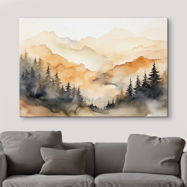 Aquarelle d'arbres et de montagnes Aquarelle d'arbres et de montagnes