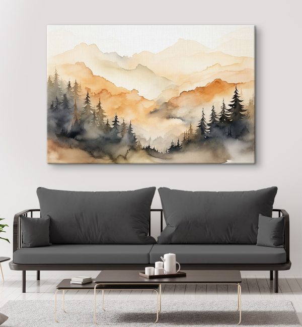 Aquarelle d'arbres et de montagnes Aquarelle d'arbres et de montagnes