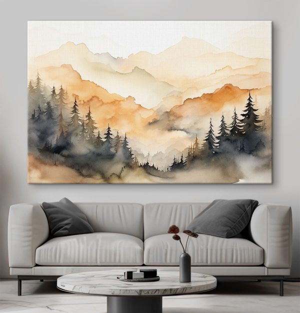 Aquarelle d'arbres et de montagnes Aquarelle d'arbres et de montagnes