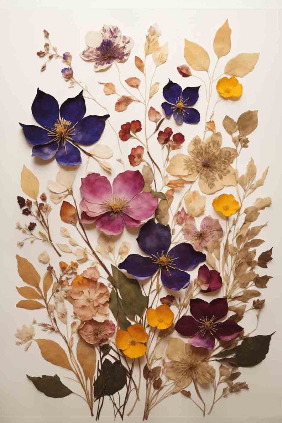 Groupe de fleurs et de feuilles