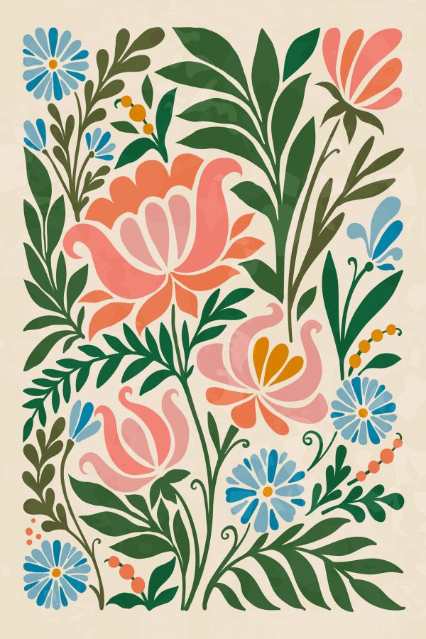 Motif floral coloré sur fond blanc Motif floral coloré sur fond blanc