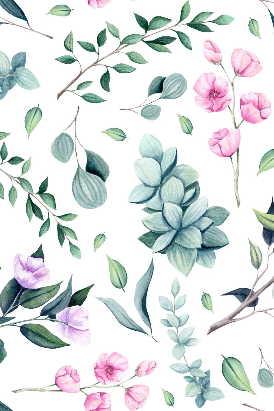 Motif de fleurs et de feuilles