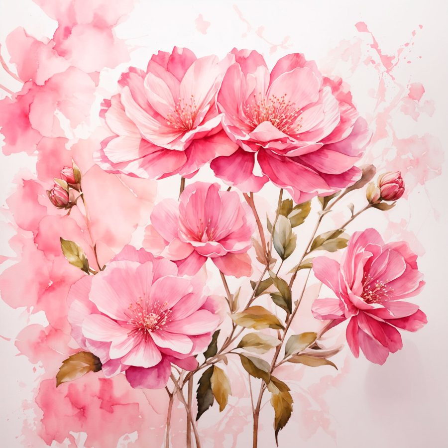 Peinture de fleurs roses