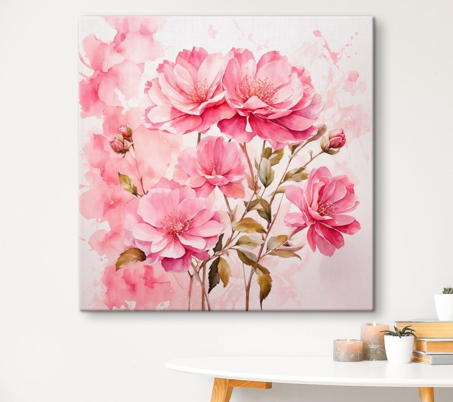 Peinture de fleurs roses