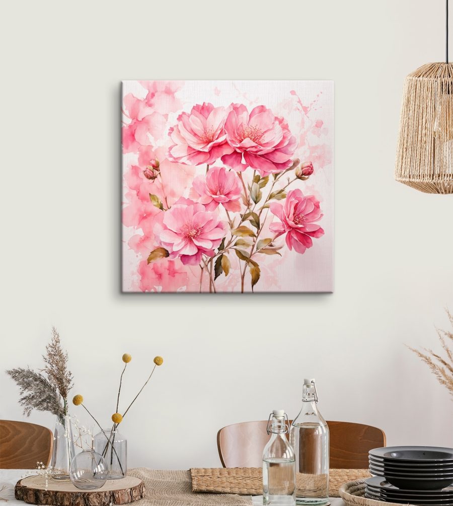 Peinture de fleurs roses