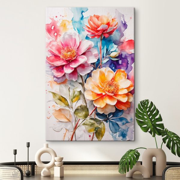 Peinture de fleurs sur fond coloré Peinture de fleurs sur fond coloré