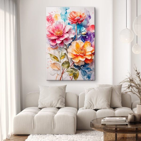 Peinture de fleurs sur fond coloré Peinture de fleurs sur fond coloré