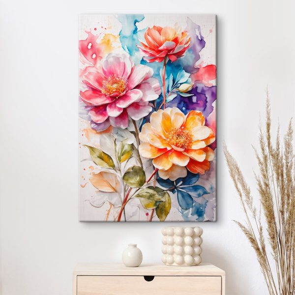 Peinture de fleurs sur fond coloré Peinture de fleurs sur fond coloré