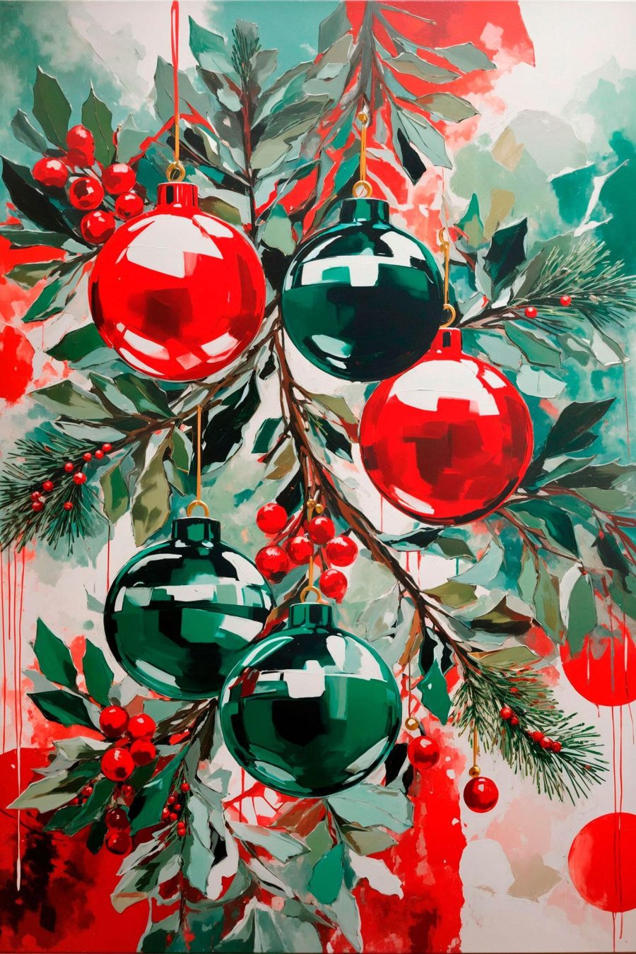 Peinture d'ornements sur une branche Peinture d'ornements sur une branche