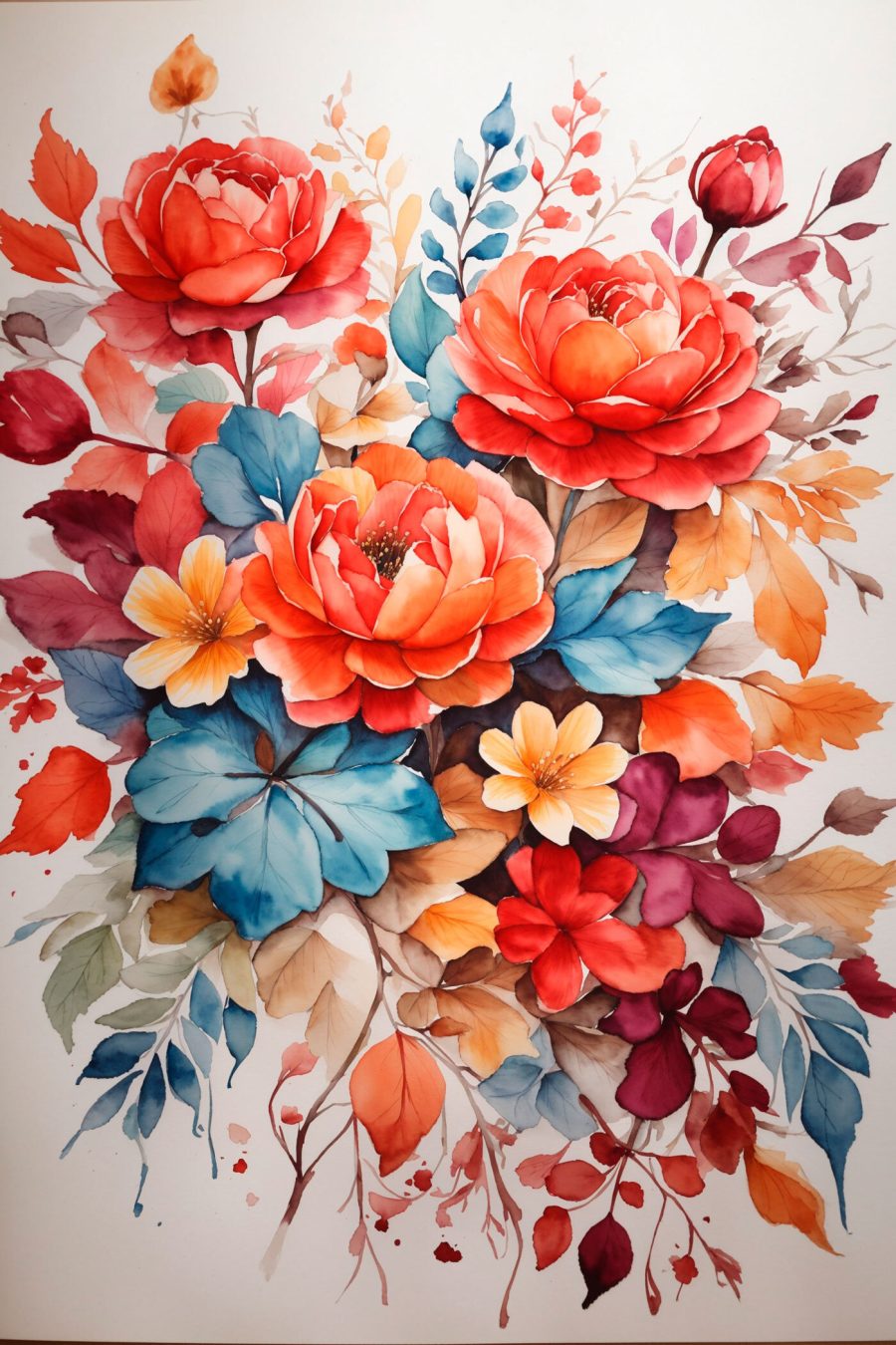 Peinture de fleurs et de feuilles