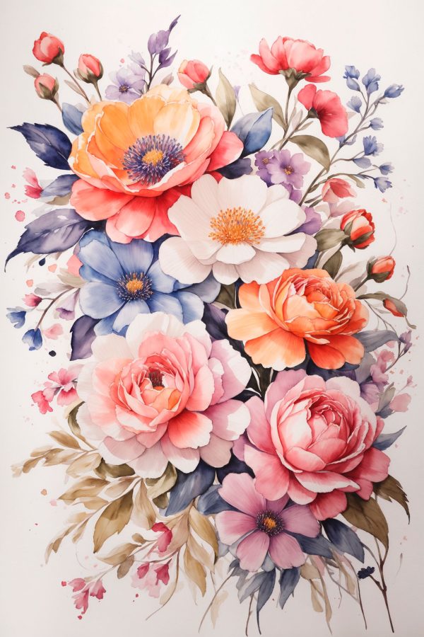 Peinture de fleurs sur une surface blanche Peinture de fleurs sur une surface blanche