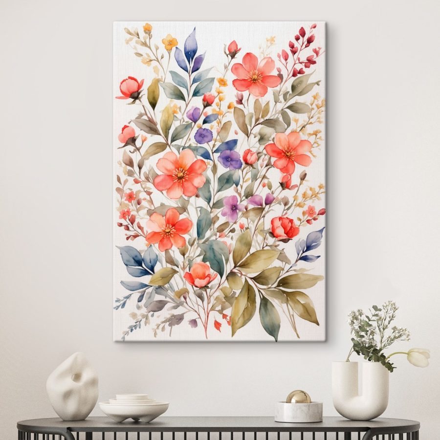 Peinture de fleurs et de feuilles