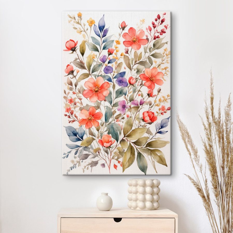 Peinture de fleurs et de feuilles