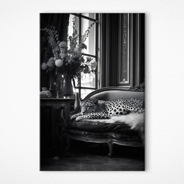 Léopard couché sur un canapé Léopard couché sur un canapé