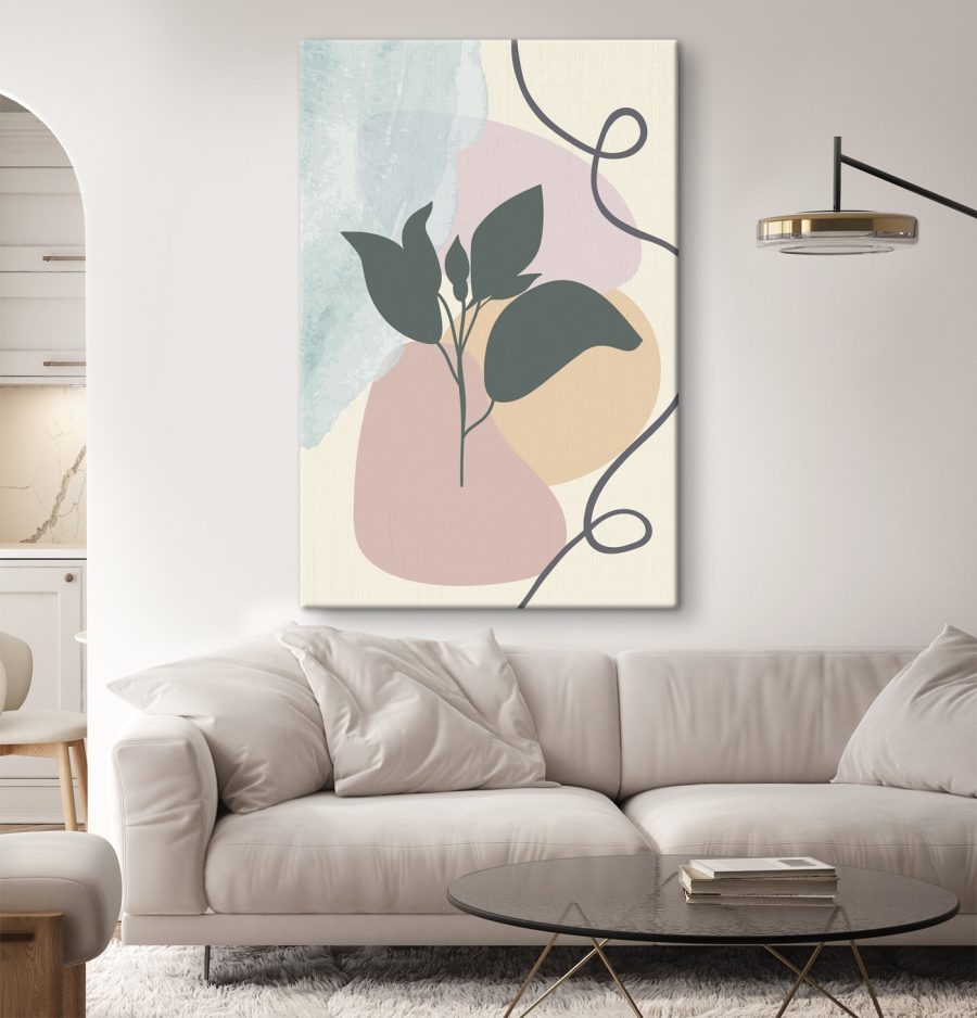Plante avec des feuilles sur un fond coloré