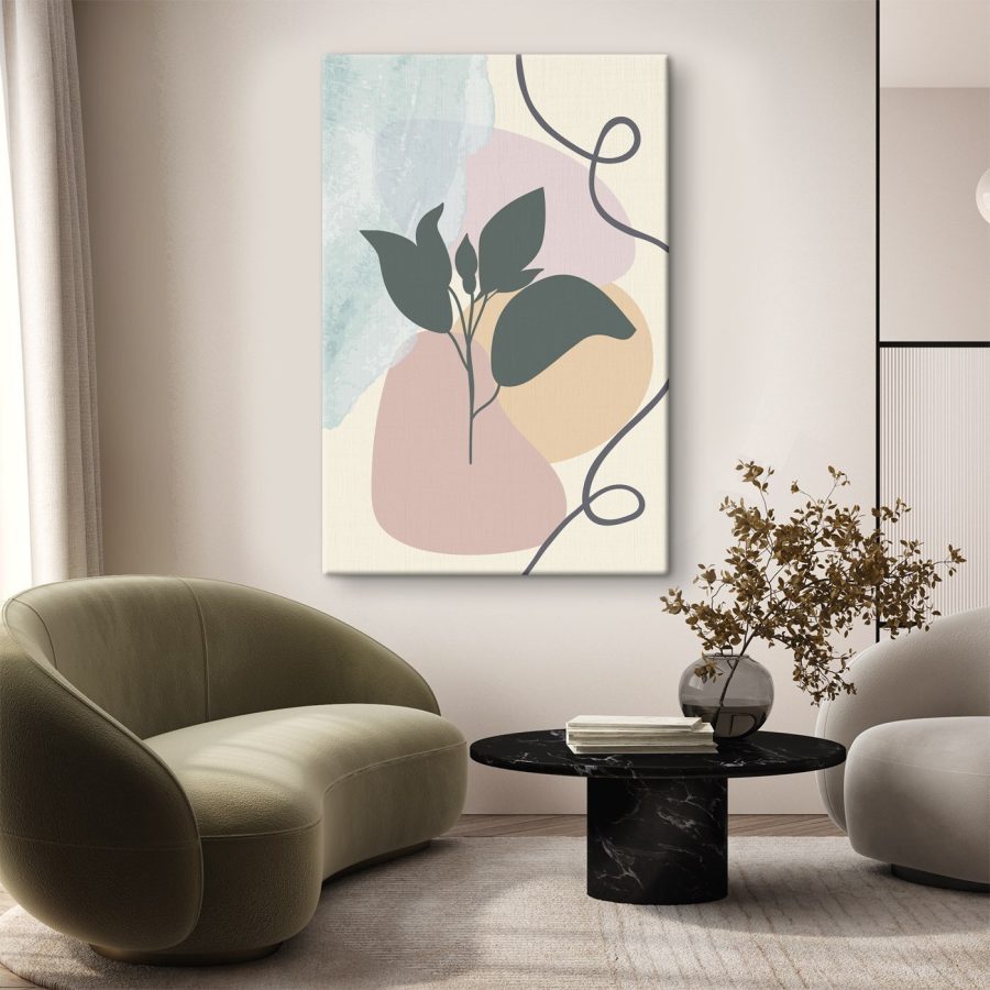 Plante avec des feuilles sur un fond coloré