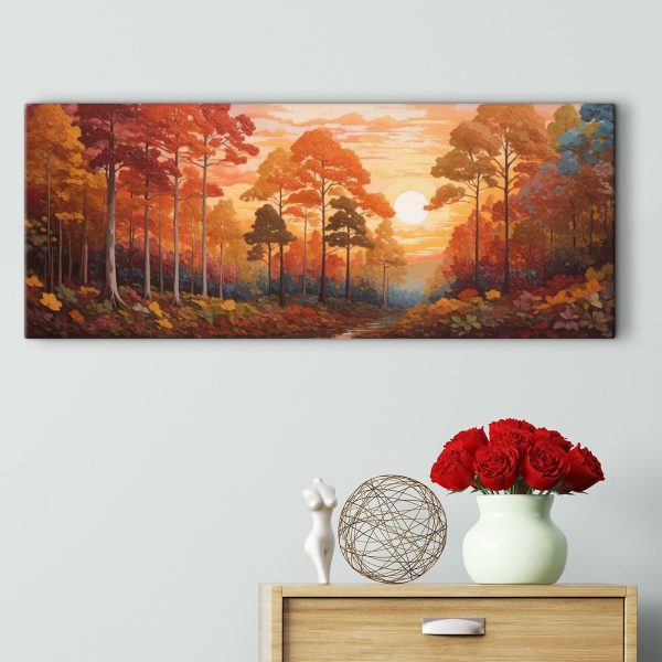 Peinture d'une forêt avec des arbres et une rivière Peinture d'une forêt avec des arbres et une rivière