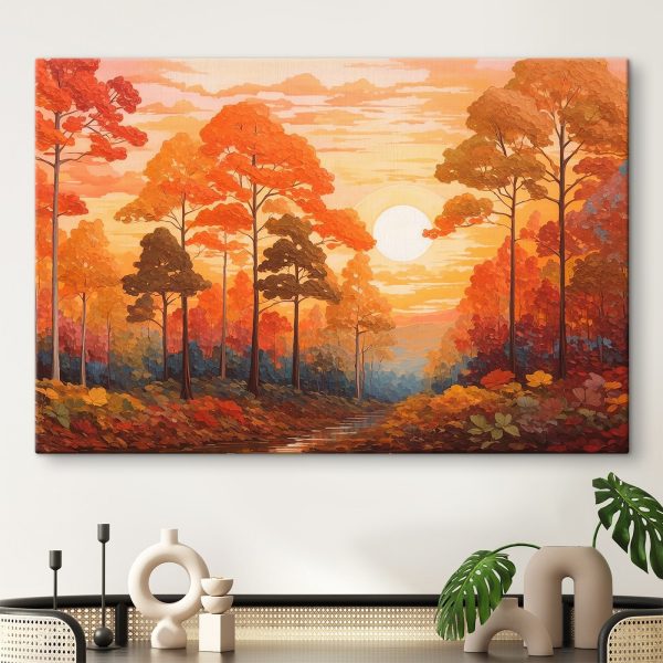 Peinture d'une forêt avec des arbres et une rivière Peinture d'une forêt avec des arbres et une rivière
