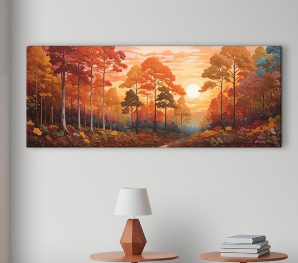 Peinture d'une forêt avec des arbres et une rivière Peinture d'une forêt avec des arbres et une rivière
