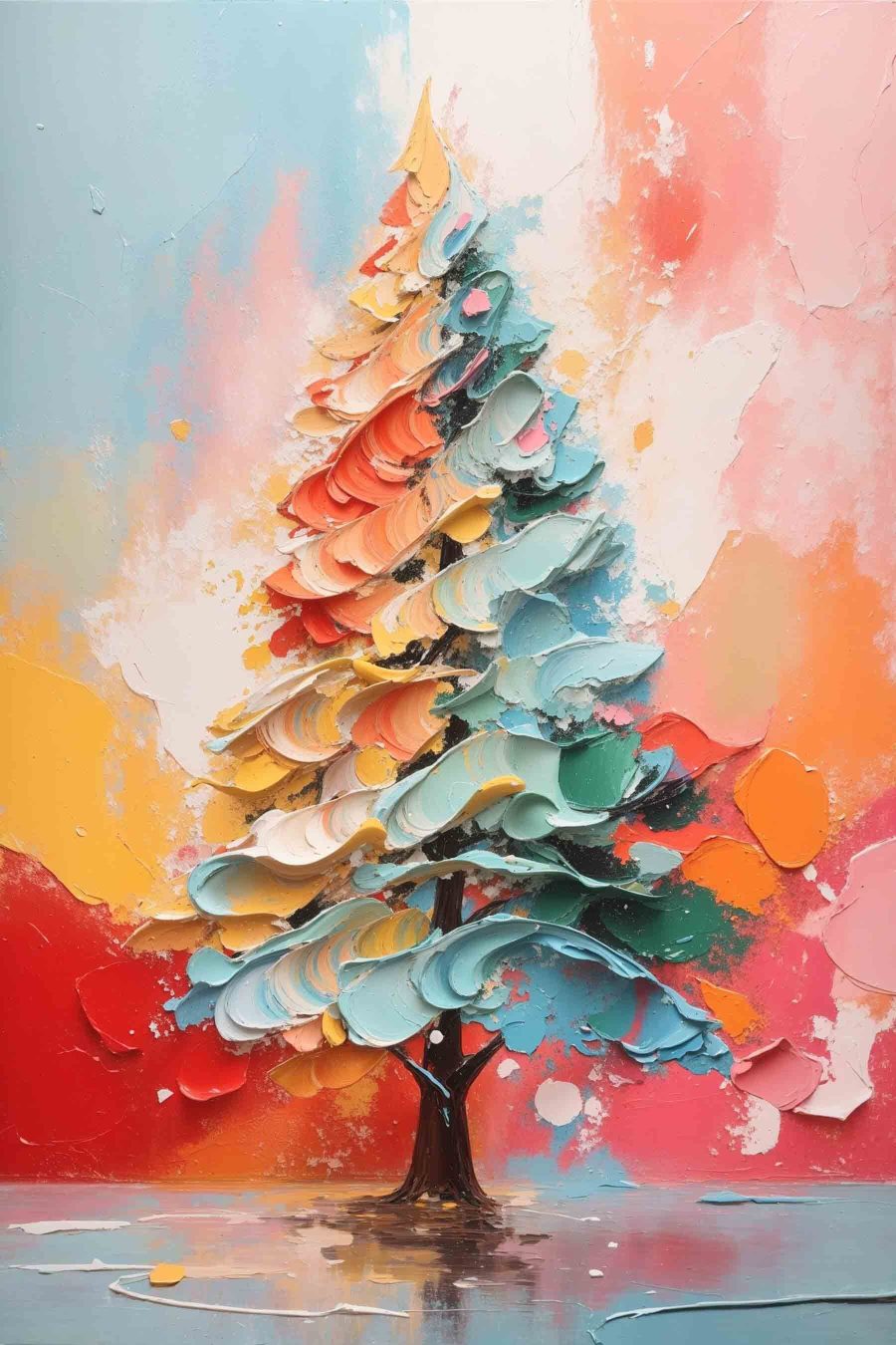 Peinture d'un arbre avec différentes couleurs Peinture d'un arbre avec différentes couleurs