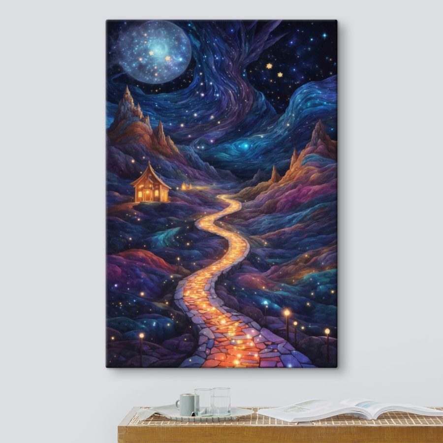 Peinture d'un sentier en montagne