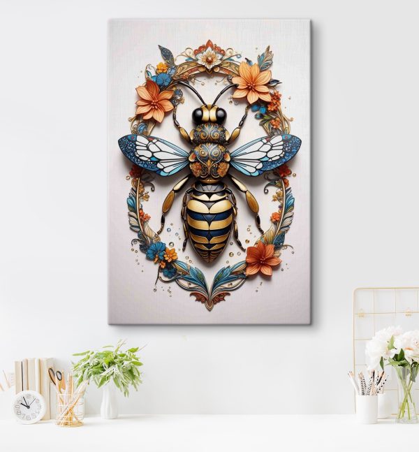 Abeille avec des fleurs autour d'elle Abeille avec des fleurs autour d'elle