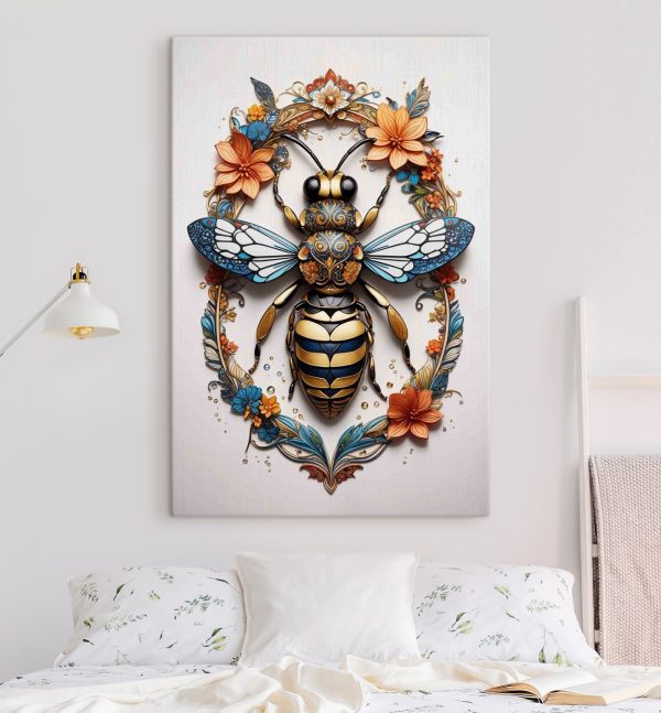 Abeille avec des fleurs autour d'elle Abeille avec des fleurs autour d'elle