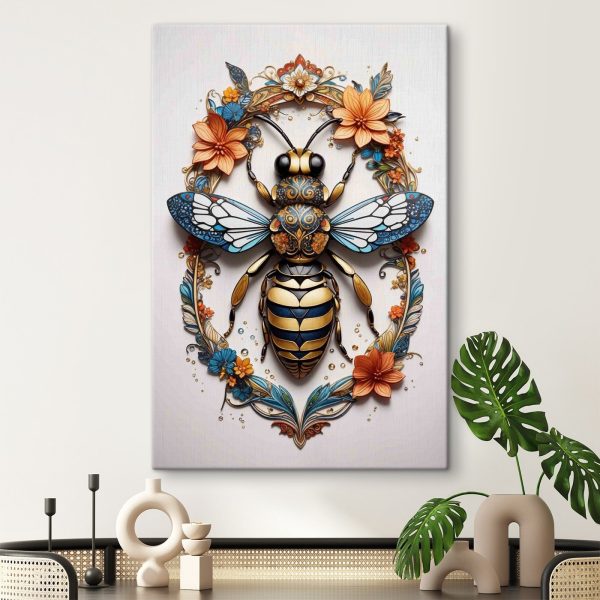 Abeille avec des fleurs autour d'elle Abeille avec des fleurs autour d'elle