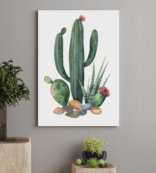 Aquarelle d'un cactus et de rochers Aquarelle d'un cactus et de rochers