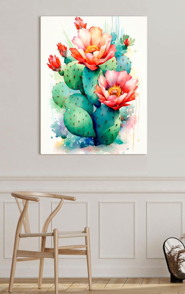Aquarelle d'un cactus avec des fleurs Aquarelle d'un cactus avec des fleurs