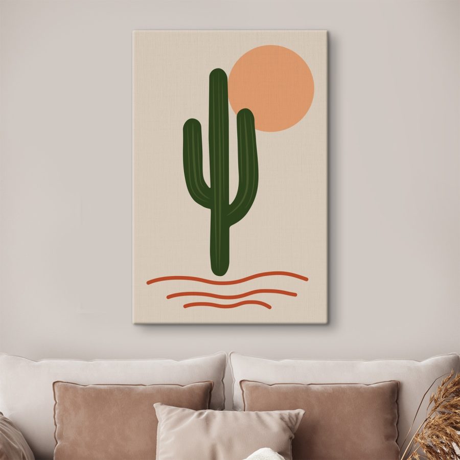 Cactus avec un soleil derrière lui