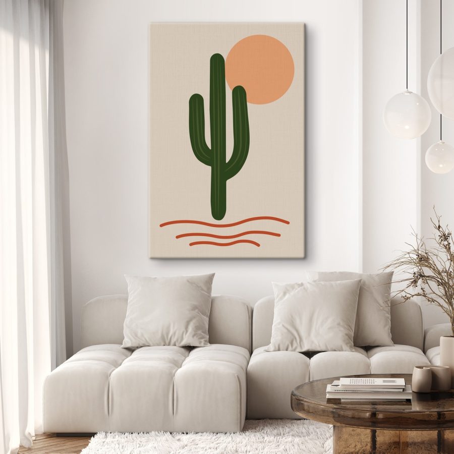 Cactus avec un soleil derrière lui