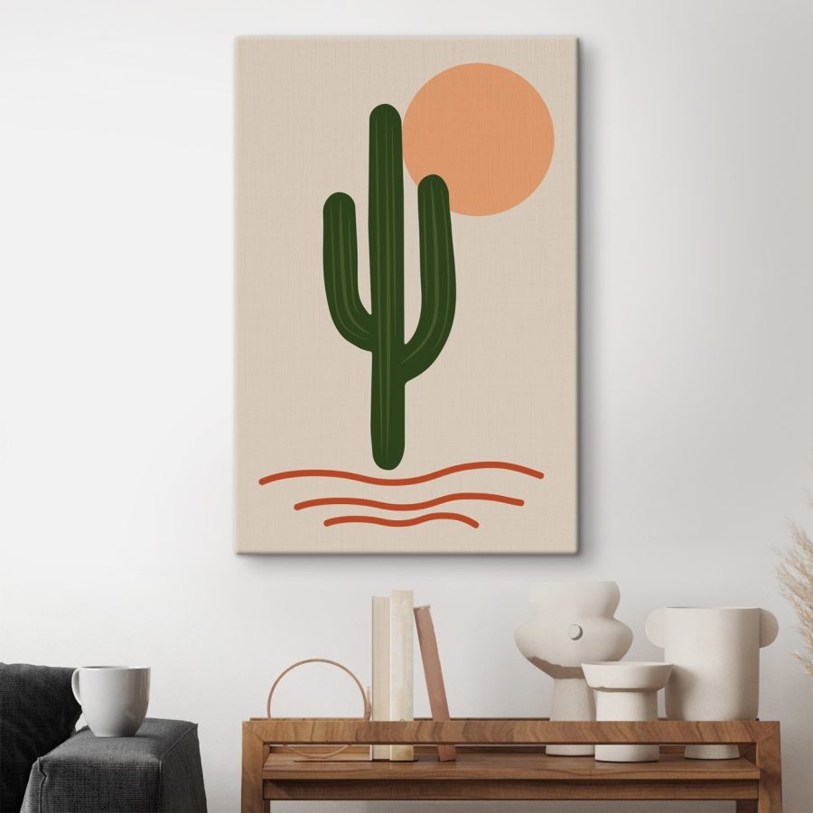 Cactus avec un soleil derrière lui