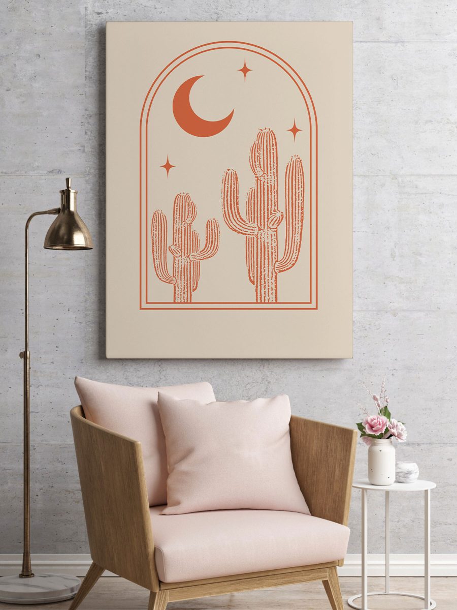 Graphique d'un cactus et de la lune