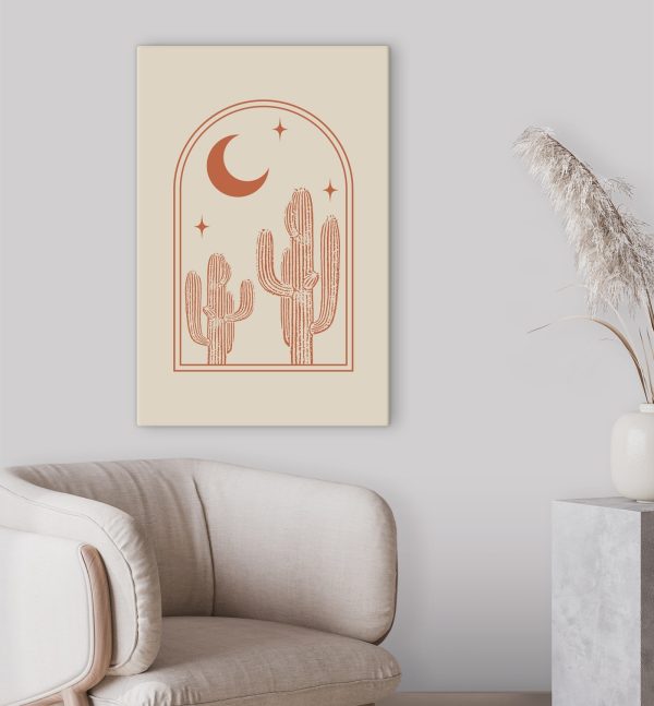 Graphique d'un cactus et de la lune Graphique d'un cactus et de la lune