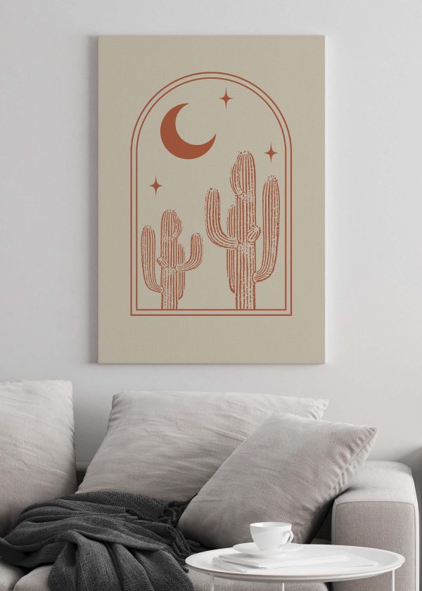 Graphique d'un cactus et de la lune Graphique d'un cactus et de la lune