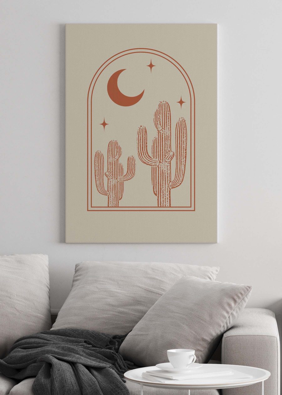 Graphique d'un cactus et de la lune