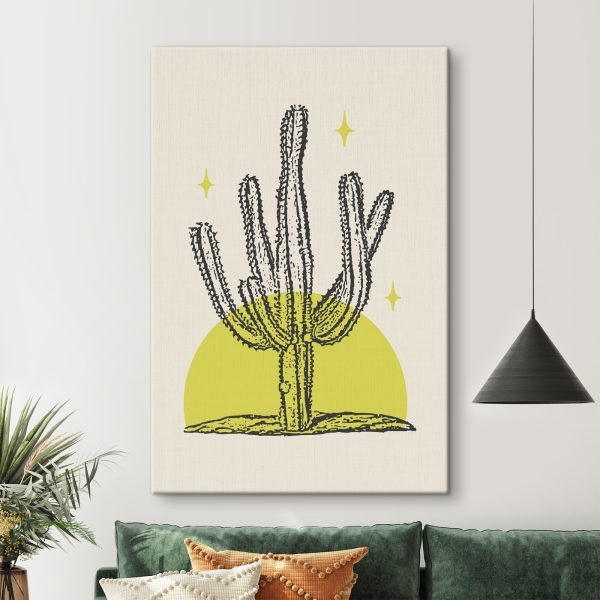 Cactus avec un cercle jaune et des étoiles Cactus avec un cercle jaune et des étoiles