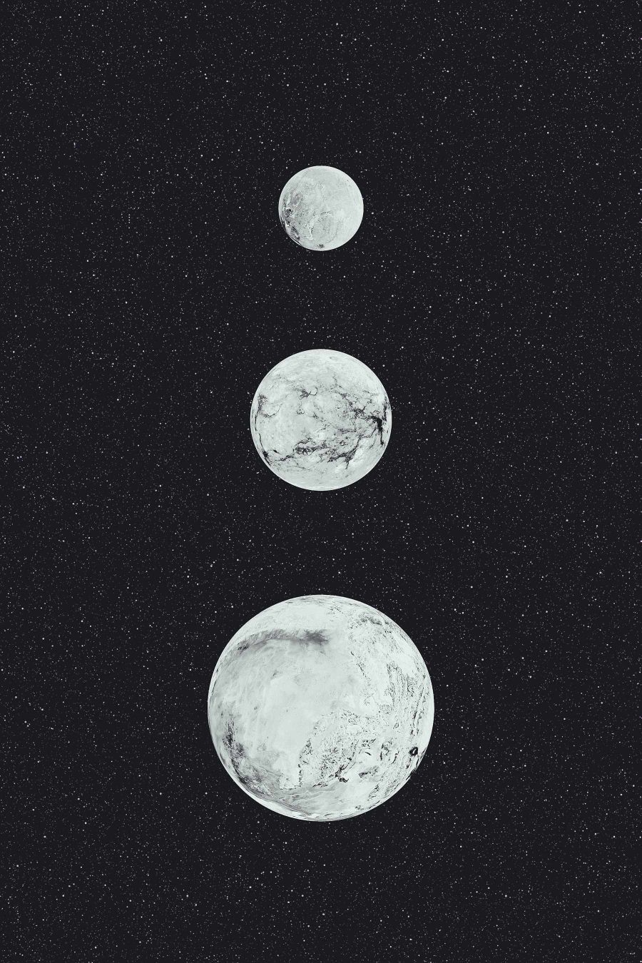 Groupe de planètes blanches en rangée