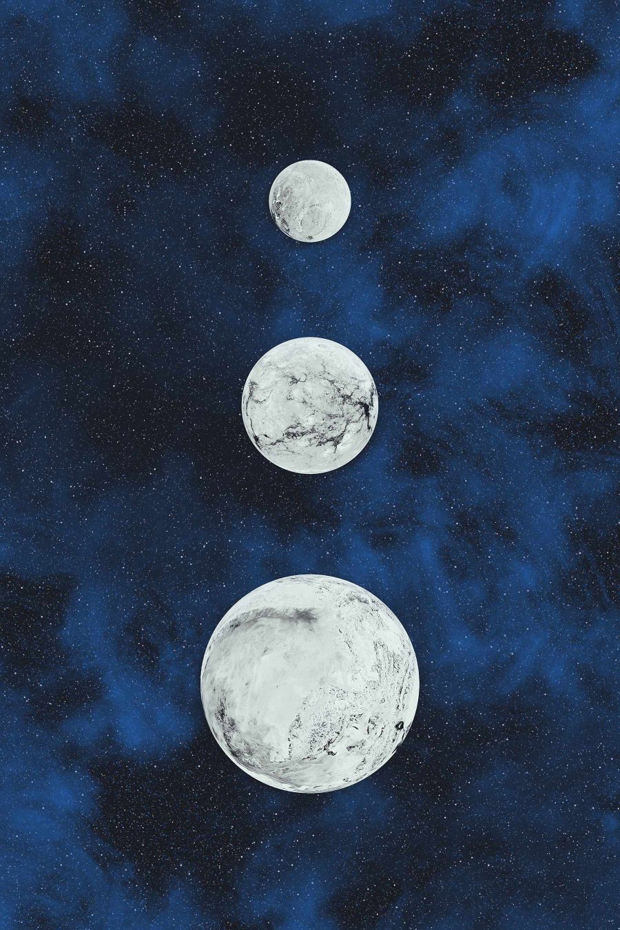 Groupe d'objets ronds et blancs dans l'espace